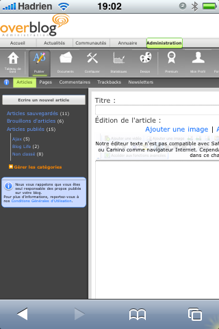 Over-blog sur iPhone