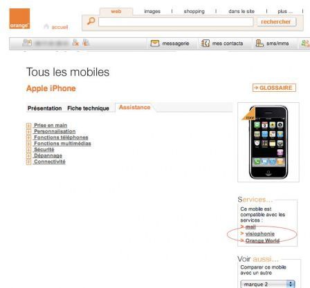 Orange, iPhone et visiophonie