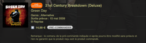 Green Day 21st Century breakdown iTunes 14,99€
