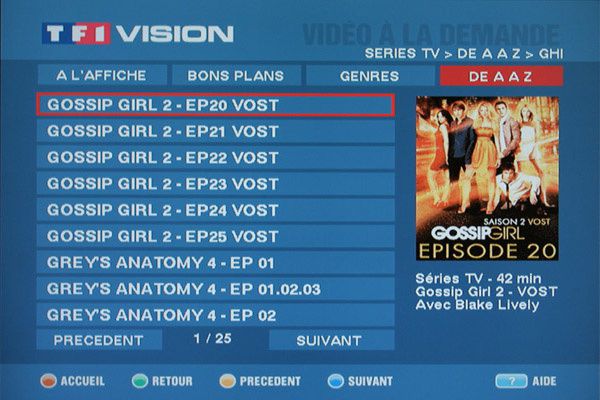 TF1 Vision VOD Gossip Girl S02 E19 manquant
