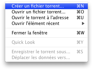 Créer un nouveau fichier torrent