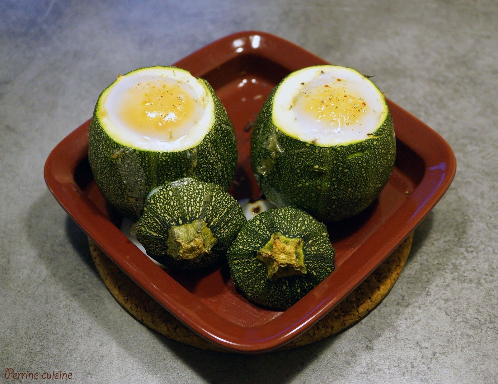 Courgettes rondes farcies façon oeuf cocotte Perrine cuisine