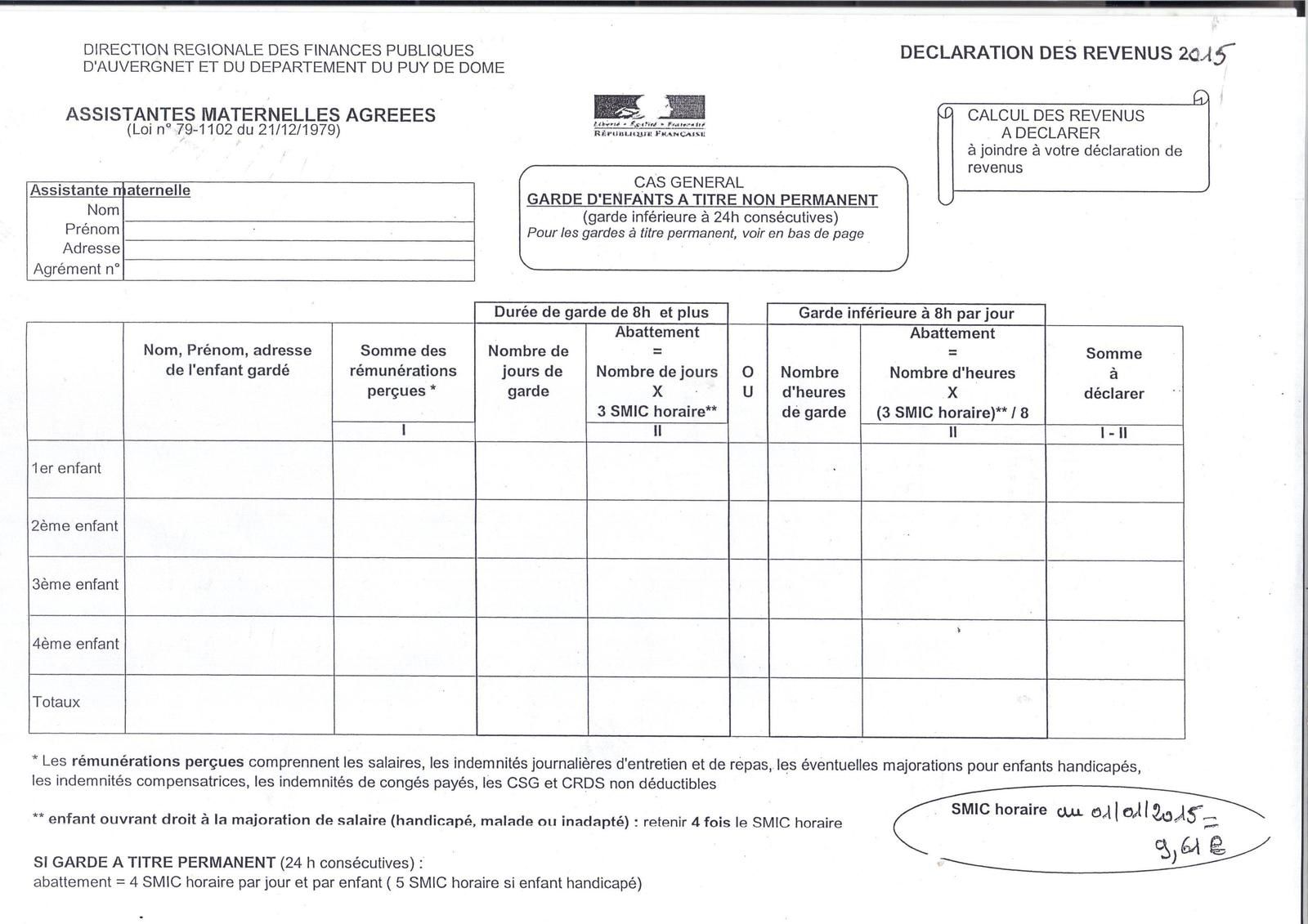 Declaration Impot Assistant Maternel Impots Tableau Calcul