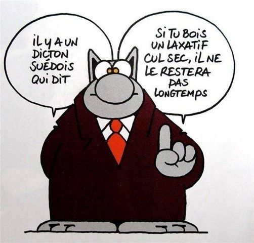 Dessins humoristiques : Une poule avec une autruche et Dictons suédois laxatif cul sec