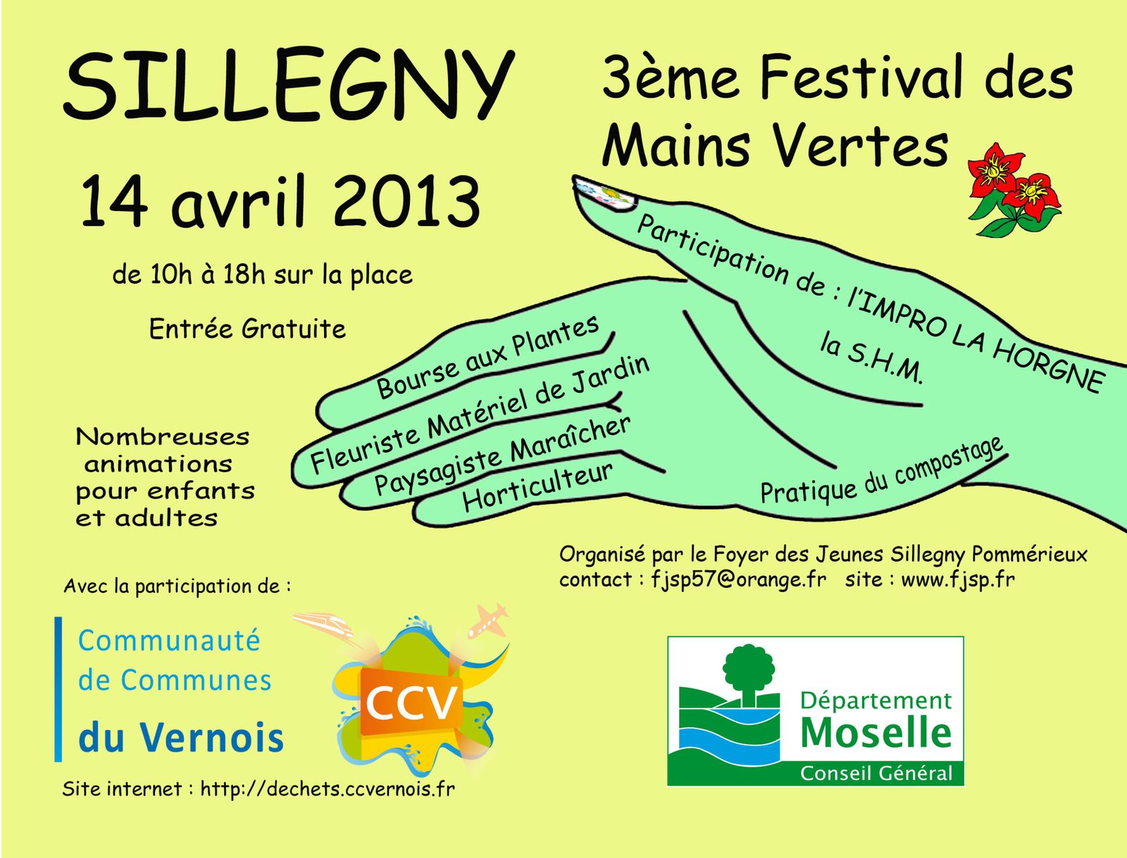 Communauté de Communes du Vernois,Sillegny : Festival des Mains Vertes  le 14 avril 2013