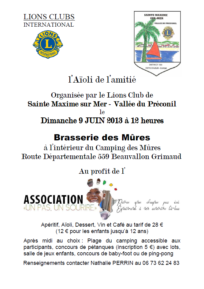 L'Aïoli de l'amitié - Lions Club Sainte Maxime - Vallée du Préconil