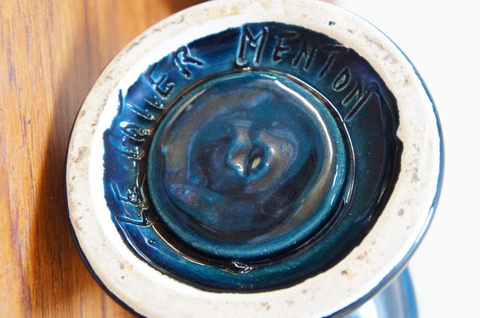 Vintage Poubelle de table en faïence, céramique de Menton /Signée