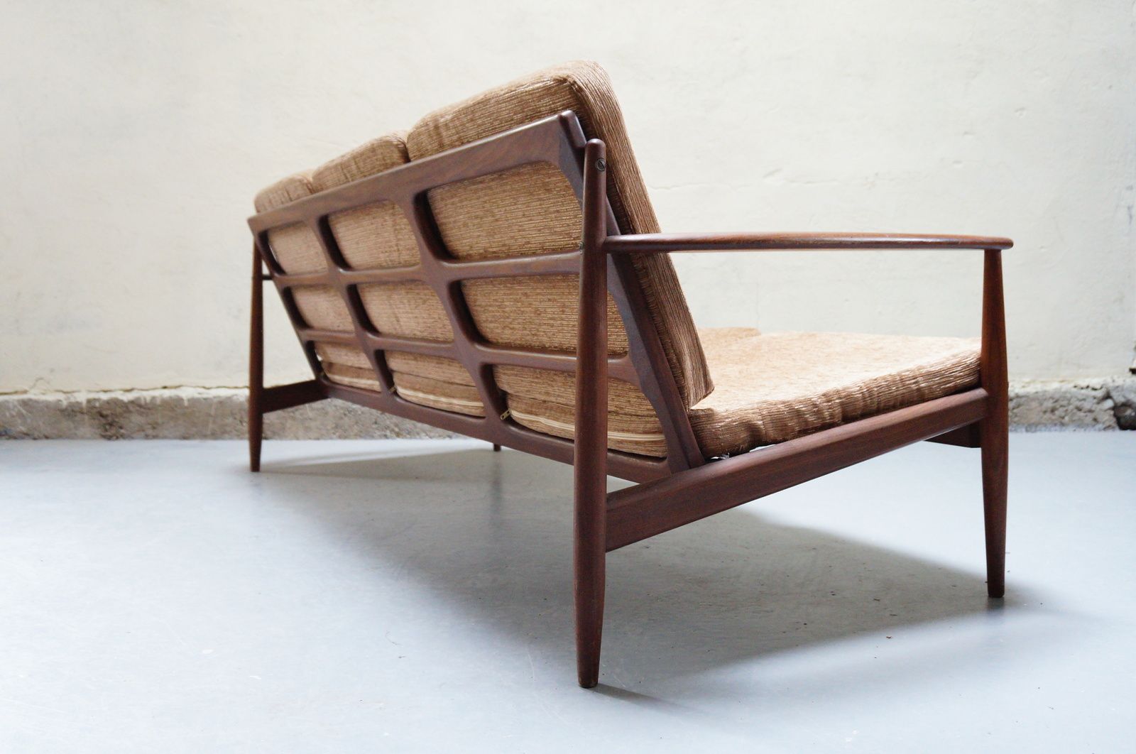 Banquette scandinave marron teck vintage design annees 50 60 70 ...