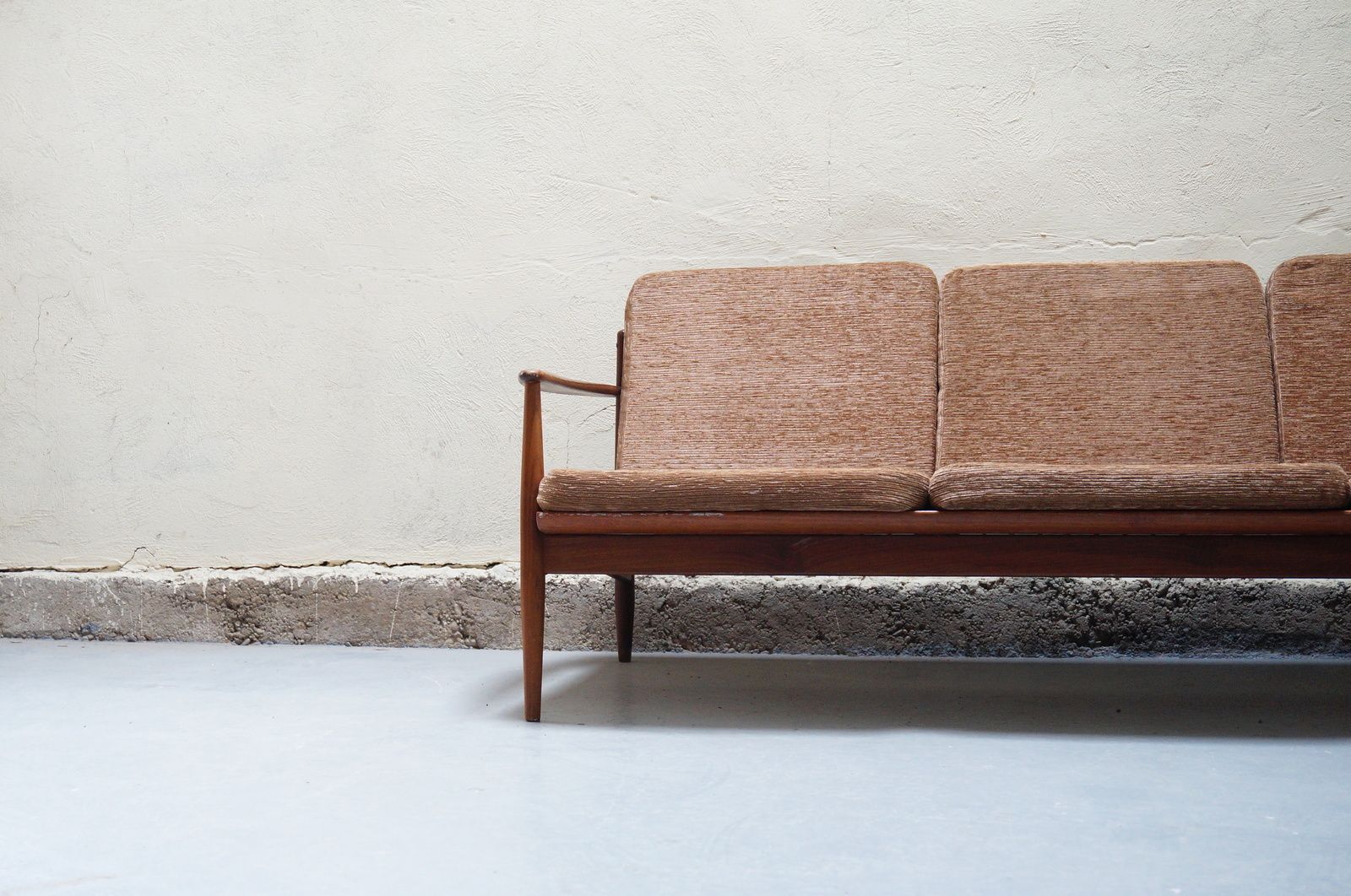 Banquette scandinave marron teck vintage design annees 50 60 70 ...