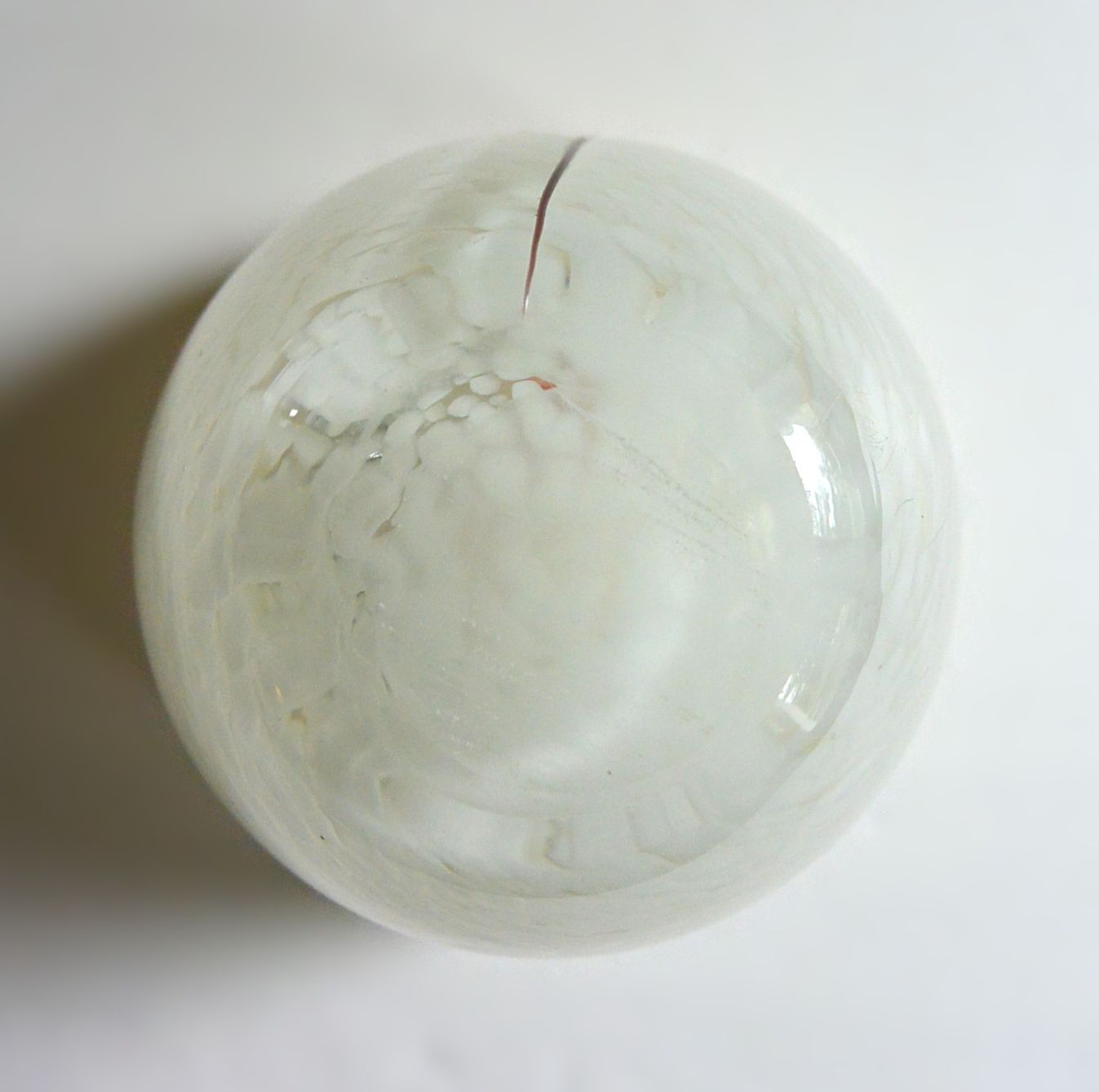 Petit vase bol verre soufflé artisanal blanc coquelicot 10cm