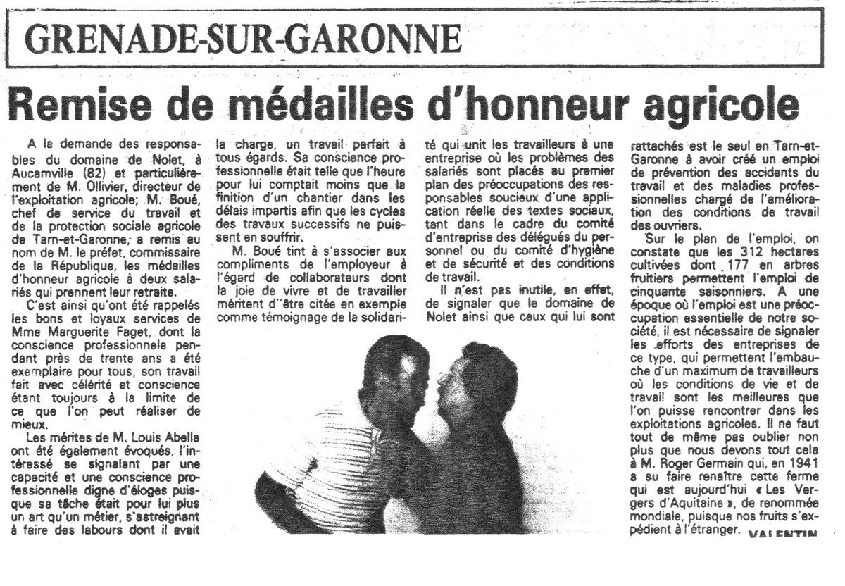 La dépêche du Midi : remise de médailles d’honneur agricole en 1980