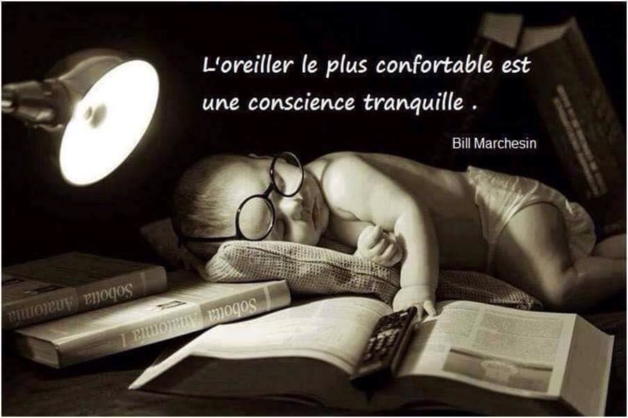 L'oreiller le plus confortable est une conscience tranquille" (Bill  Marchesin) - Humour Actualités Citations et Images