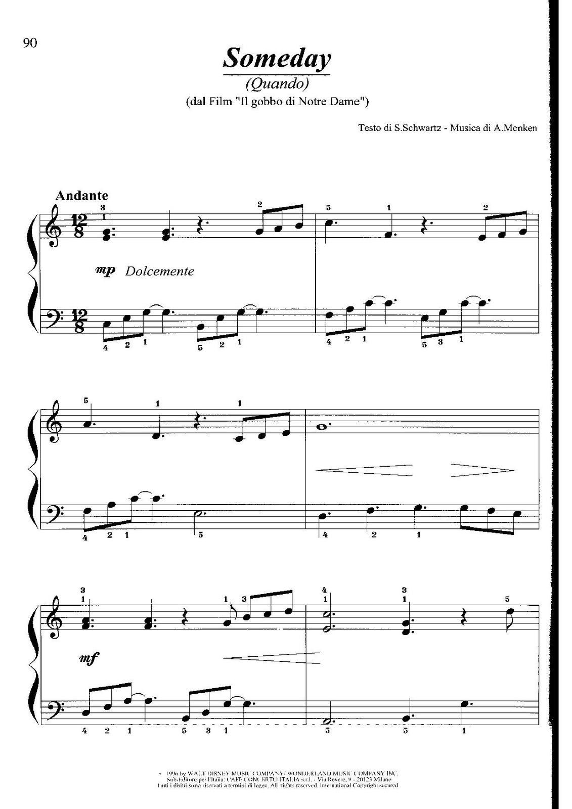 Partitura para Piano "Sueña" | El Jorobado De Notre Dame - Disney - Las  Notas De Nana