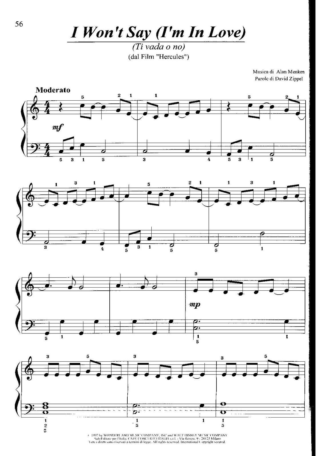 Partitura para Piano "Canción De Meg" | Hércules - Disney - Las Notas De  Nana