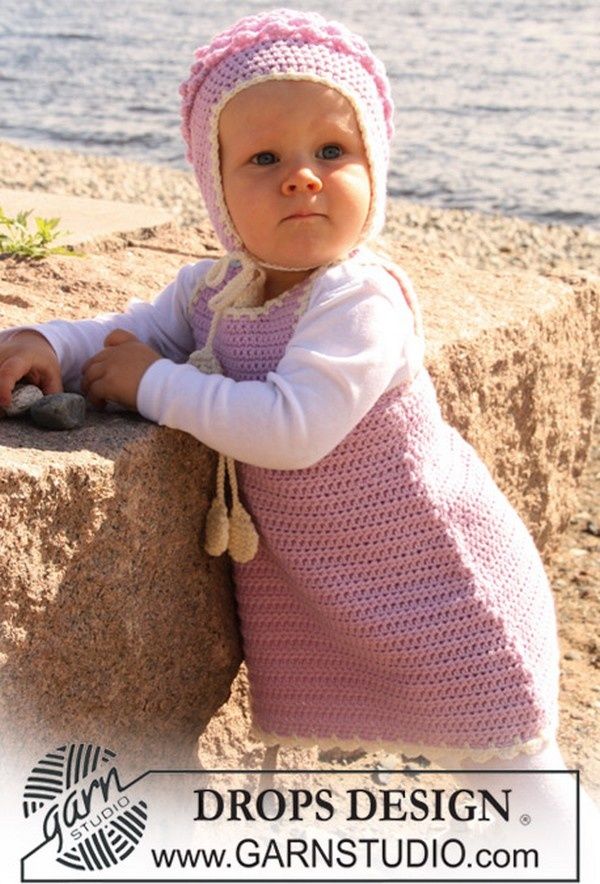 Robe et bonnet fille , de 1 mois à 4 ans - Modèles pour Bébé au Crochet