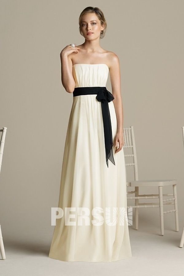 robe bustier en mousseline ligne a avec ceinture en contraste