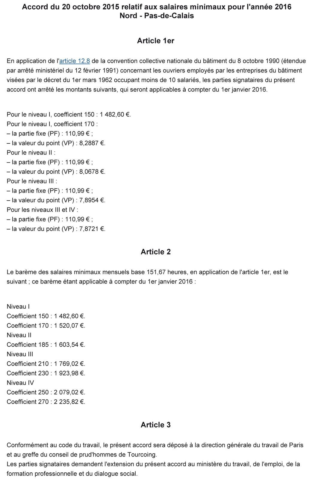 Convention Collective Bâtiment Ouvrier Moins De 10 Salariés Pdf Salaires Ouvriers Nord Pas-de-Calais - CNC BÂTIMENT CFDT