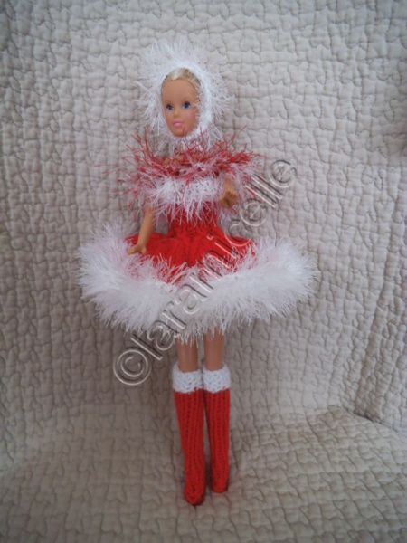 tuto gratuit barbie : bottes Noël laine et cuir et bonnet mère Noël
