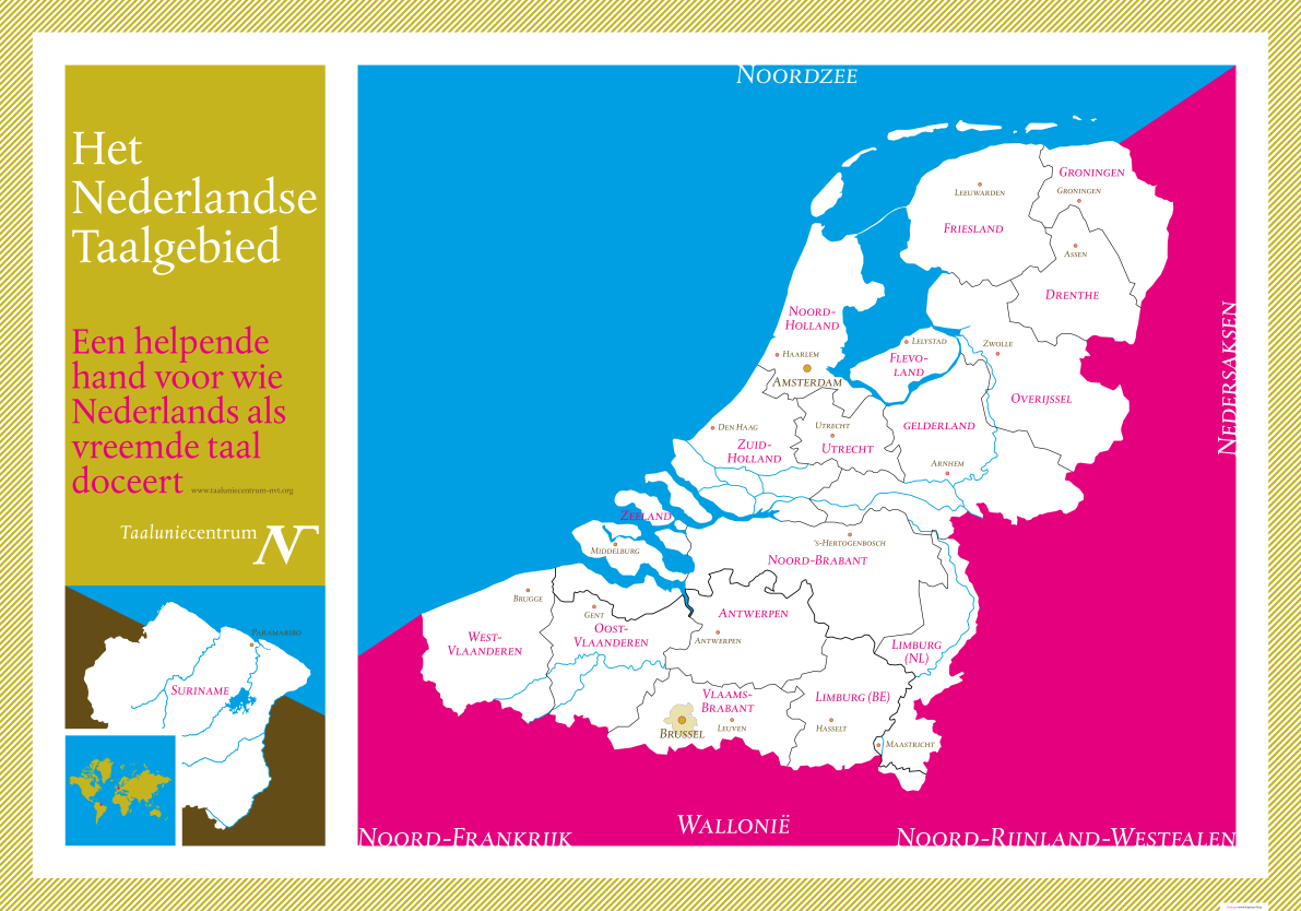Le domaine linguistique néerlandophone en Europe (Source : Nederlandse Taalunie)