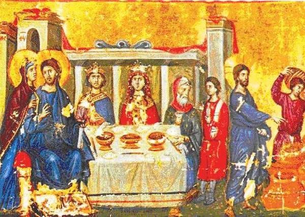 Noces de Cana. Miniature grecque XIII° siècle, site http://it.mariedenazareth.com