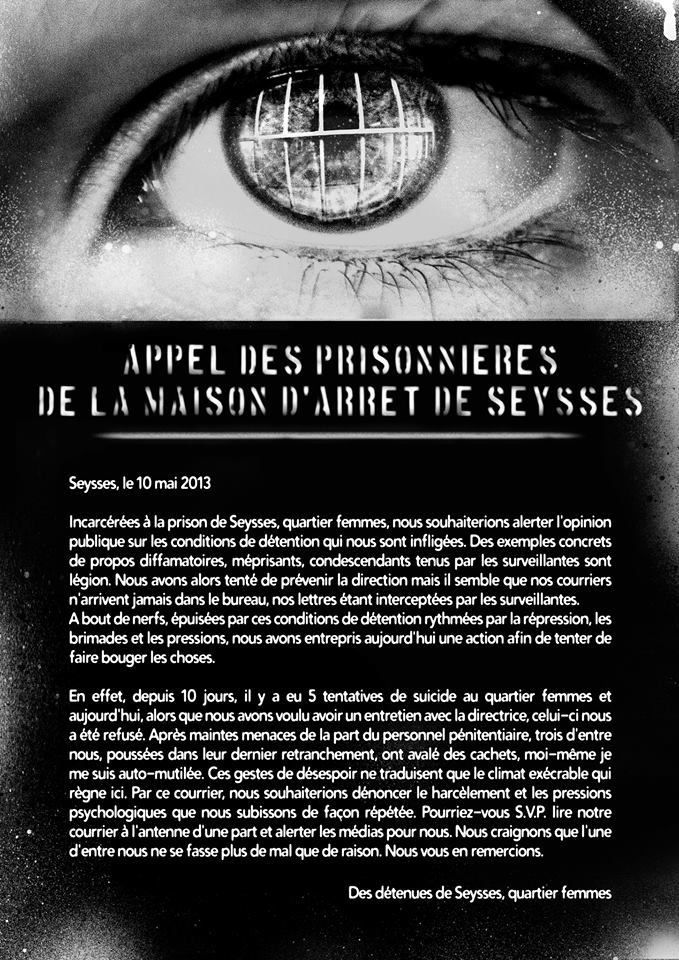                                      Appel des prisonnière de la MAF de Seysses - 10/05/13