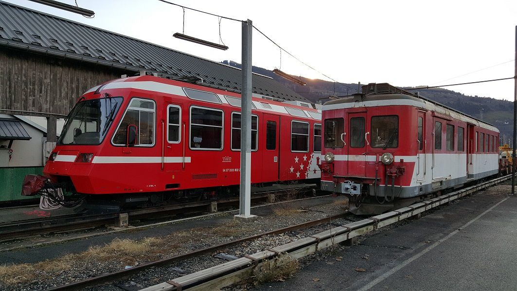 Le dépôt de Saint-Gervais (Z600, Z800, BDeh 4/8 TMR, TTx, Z691), la gare de Chamonix et la halte de l'Aiguille du Midi