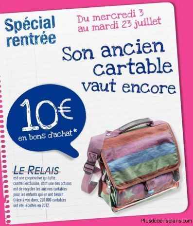 Reprise de son ancien cartable contre 10 euros chez Carrefour et Auchan Vive les Bons Plans