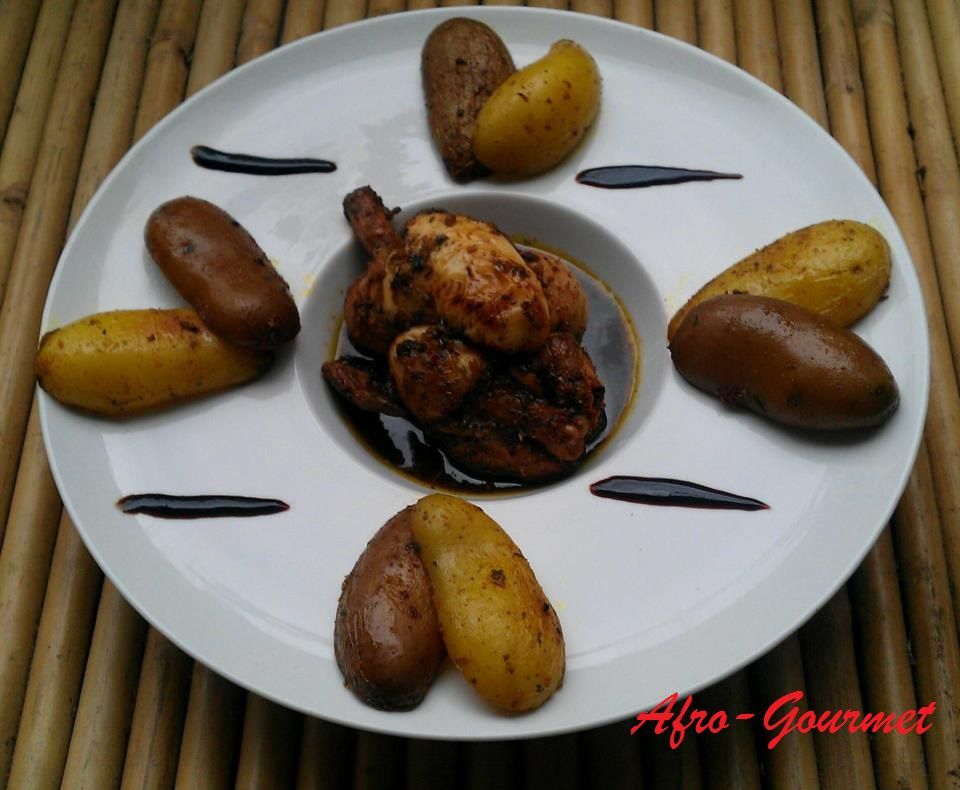Caille façon Afro Gourmet avec son duo de pommes de terre au curry