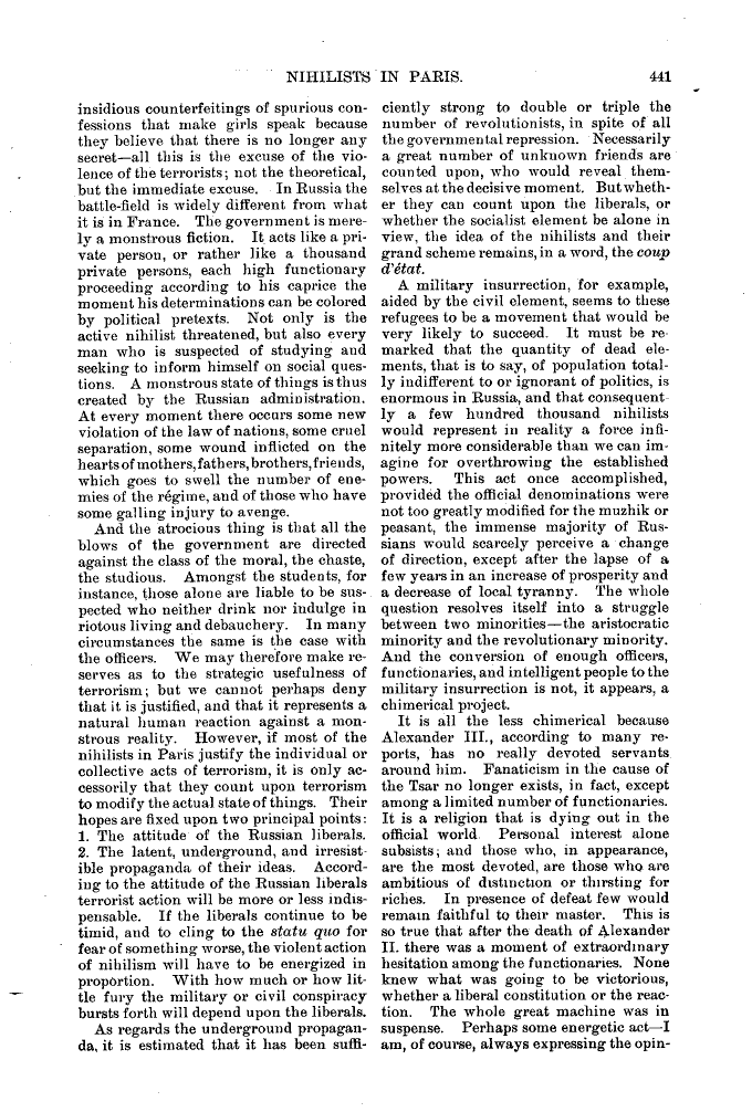 J.-H. Rosny "Nihilists in Paris" in Harper’s magazine (août 1891)