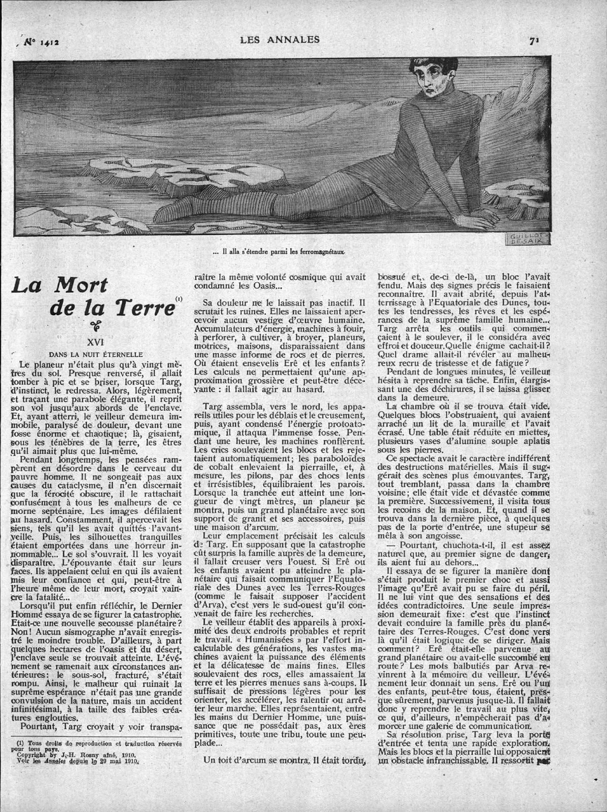 J.-H. Rosny aîné "La Mort de la Terre" in Les Annales politiques et littéraires n°1412 du 17 juillet 1910