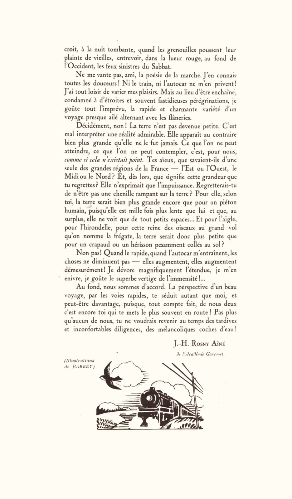 J.-H. Rosny aîné "La Nostalgie du Voyage" in Agenda P.L.M. 1928 (1927)