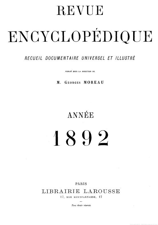 Critique de "Vamireh" par Georges Pellissier in La Revue encyclopédique n°34 de mars 1892.