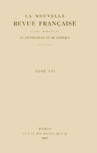 Critique de "Torches et Lumignons", de J.-H. Rosny aîné, par Benjamin Crémieux in La Nouvelle Revue français Tome XVI (janvier-juin 1921)