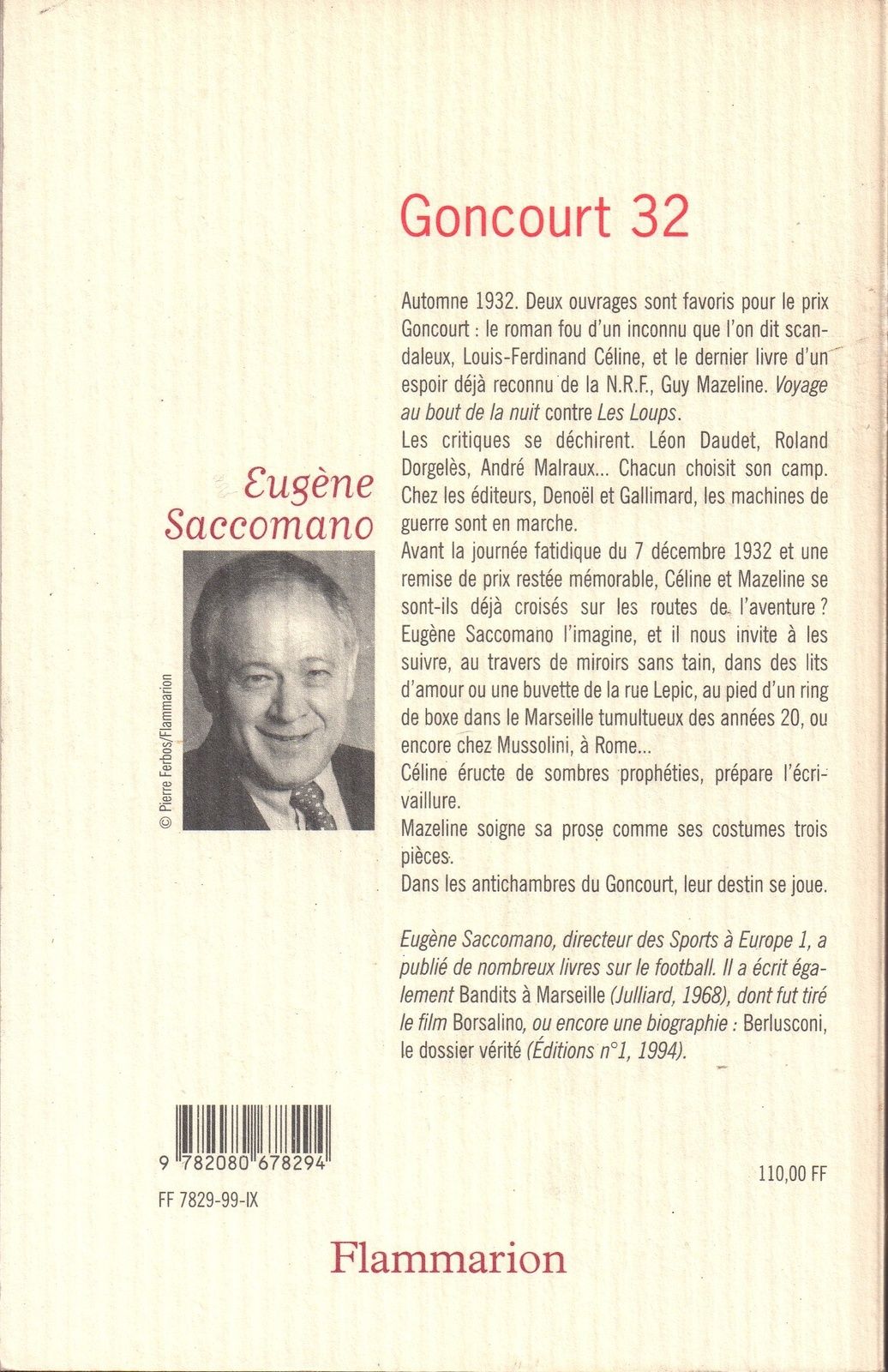 Eugène Saccomano "Goncourt 32" (Flammarion - 1999) - J.-H. Rosny