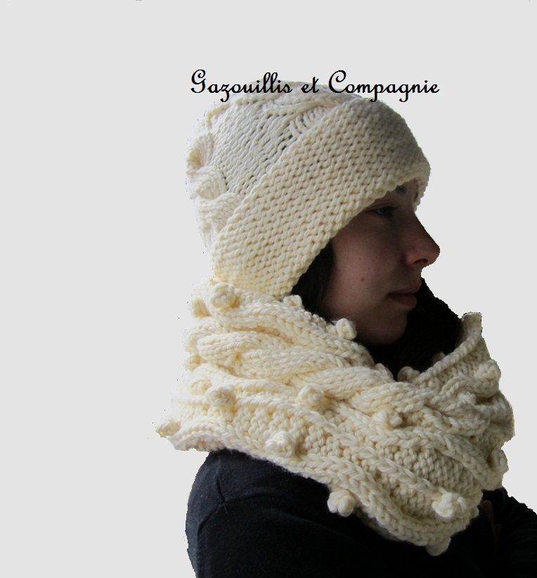 Le bonnet et le snood au point irlandais