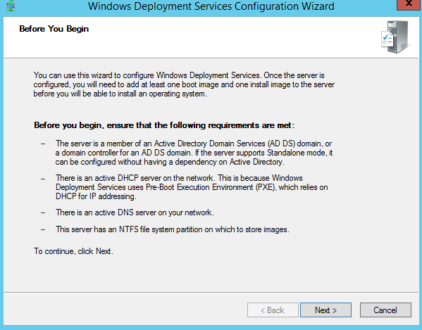 Le Wizard WDS demarre