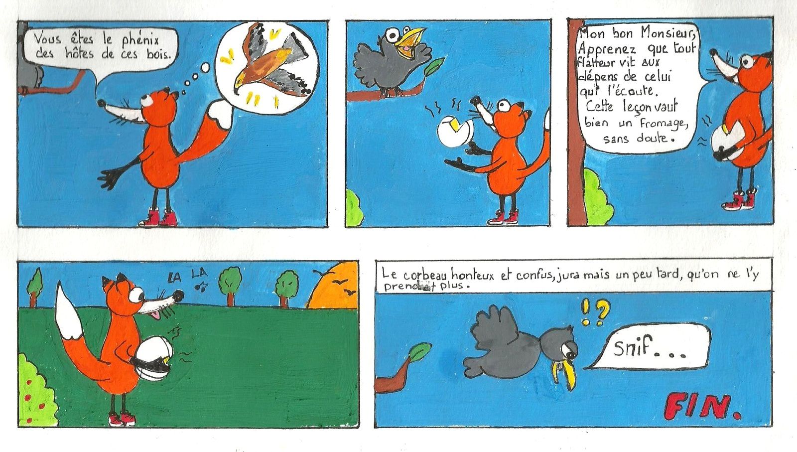 Illustration Le Corbeau Et Le Renard Cm2 Jean de la Fontaine en BD - Le blog de l'école Emile NEZES