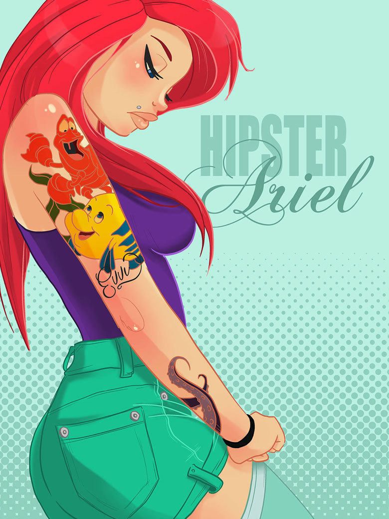 Les princesses Disney tatouées et hipster ! - JustCinema.net - le  cinema/films pour les nuls - par Céline Crespin & Guillaume Faou