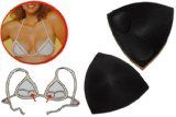 2 tlg. Set BH Einlagen mit Push Up Effekt aus Baumwolle Triangel Bikini - in Schwarz - Größen S M L