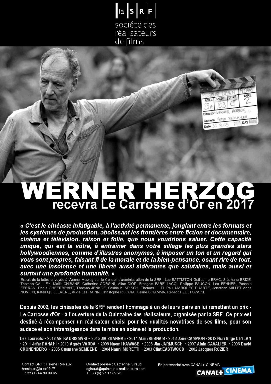 Déjà une récompense pour #Cannes2017 Werner Herzog 