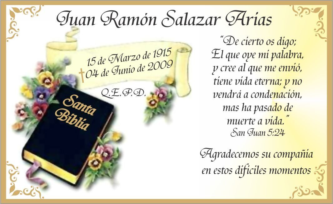 postal biblia 1 tarjetas de agradecimiento de condolencia