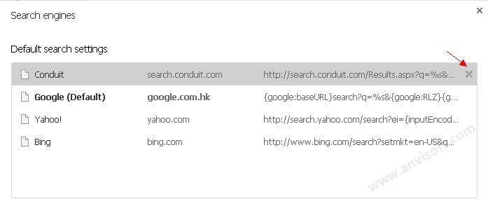 How to remove search.conduit.com redirect