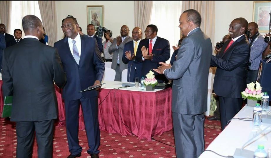 Bozizé, Djotodia avec Uhuru Kenyatta à Nairobi