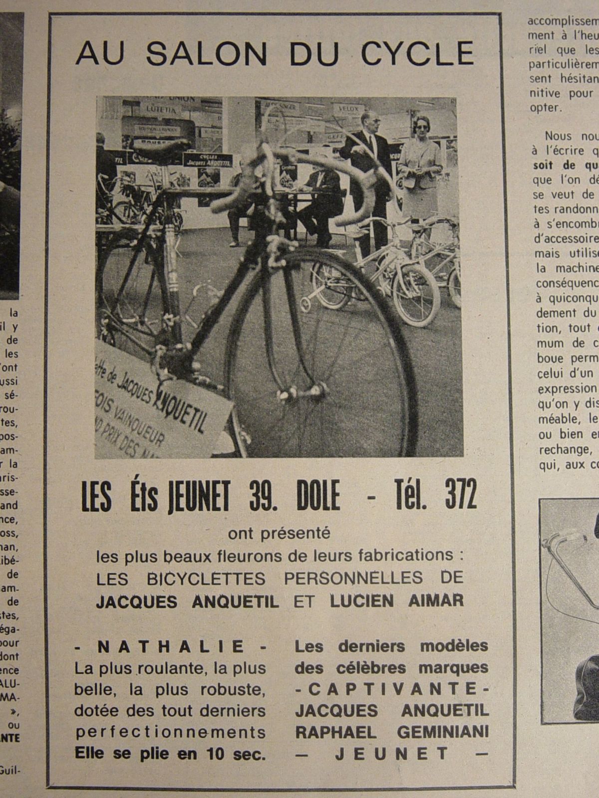 Vélo Jacques ANQUETIL 1966. - Le blog de velosvintage.over-blog.com