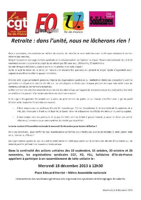 INFO: Réforme des retraites - Nous ne lâcherons rien!
