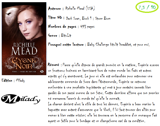 Cygne noir, tome 1: Fille de l'orage de Richelle Mead