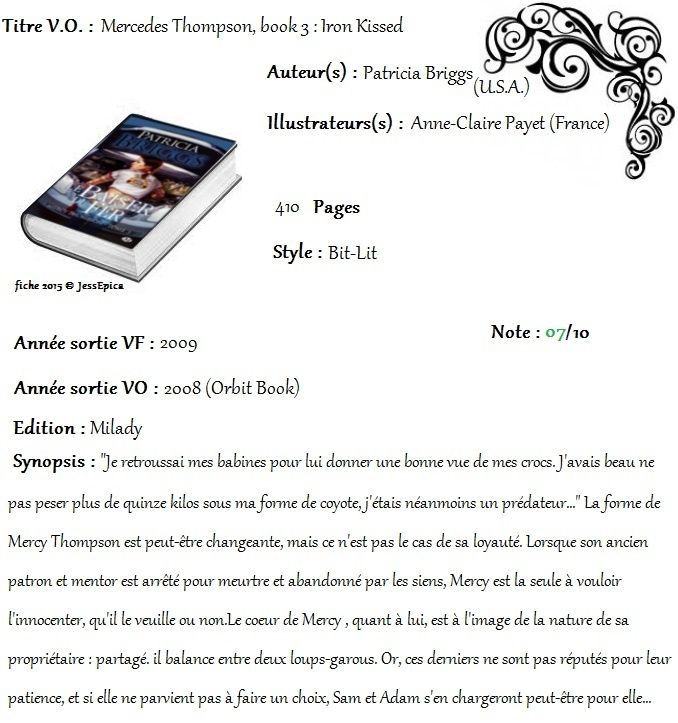 Mercy Thompson, tome 3: Le baiser du Fer de Patricia Briggs