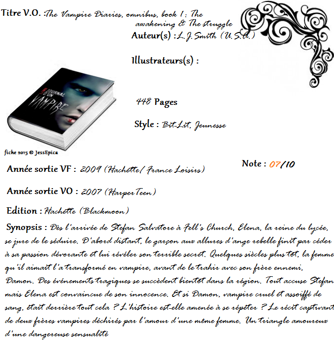 Journal d'un Vampire, tome 1 de L.J. Smith