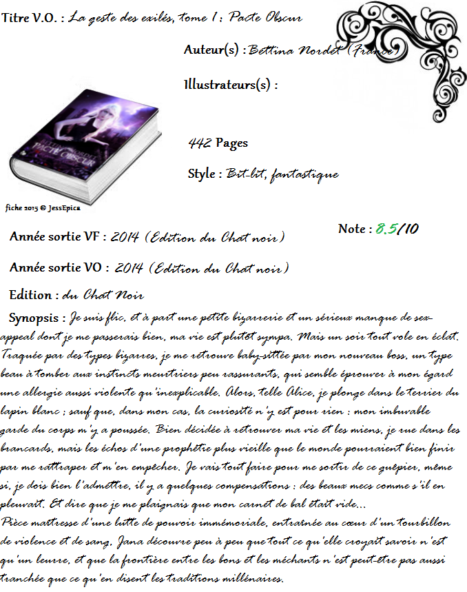 La geste des Exilés, tome 1 : Pacte Obscur de Bettina Nordet