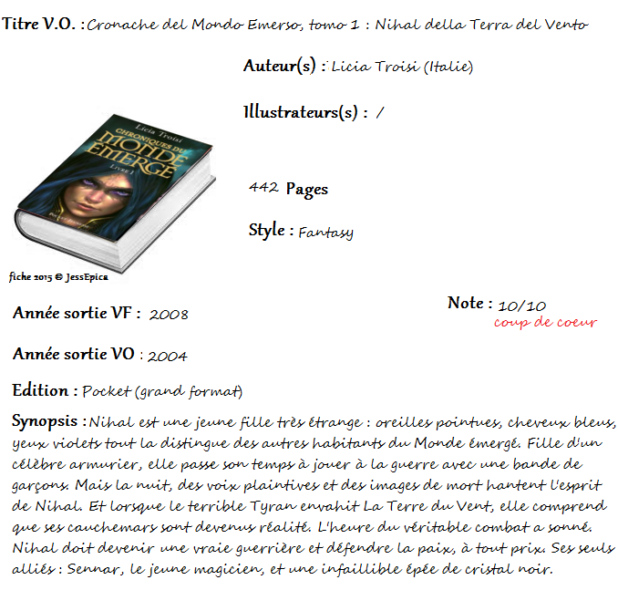Chroniques du Monde Emergé, tome 1 : Nihal de la Terre du Vent de Licia Troisi